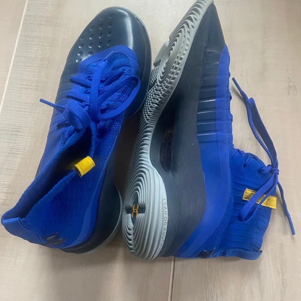 Stephen Curry Under Armour Curry 4 Basketball Shoes Youth 6.5 Blue Yellow